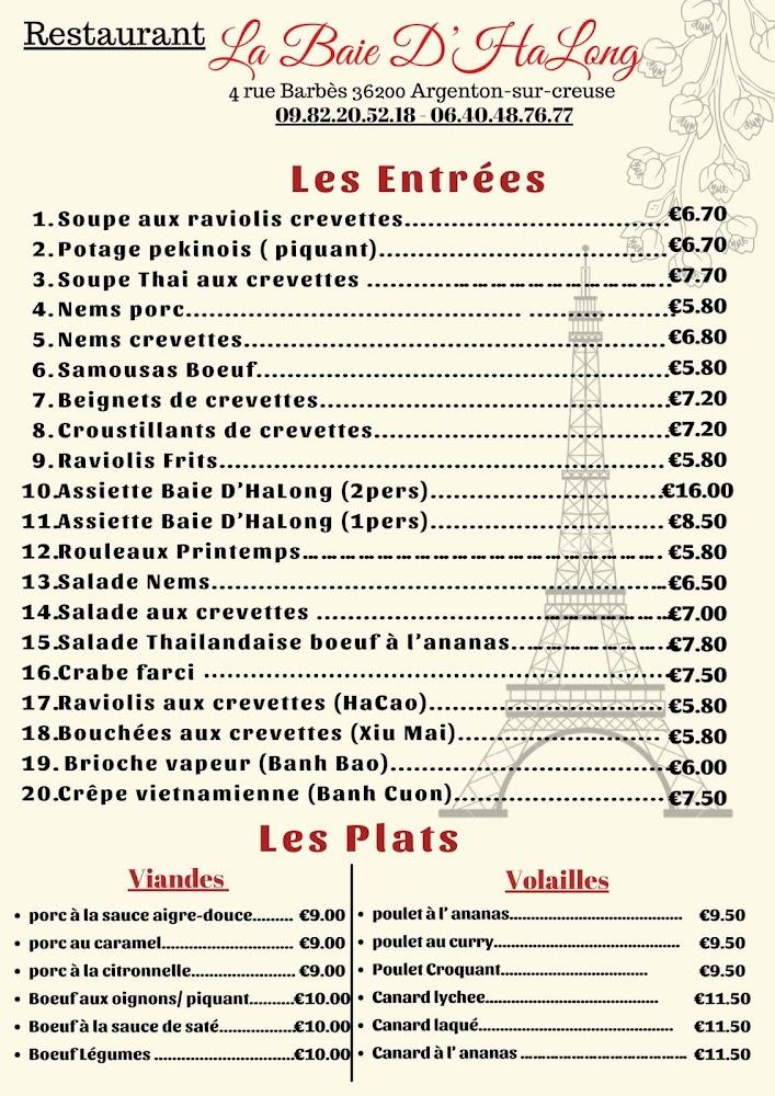 Restaurant LA BAIE D'HALONG - Menu Image 3